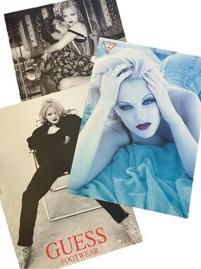 Vintage GUESS Magazine Ad Lot Dress Barrymore 90s Fashion Photography Clippings